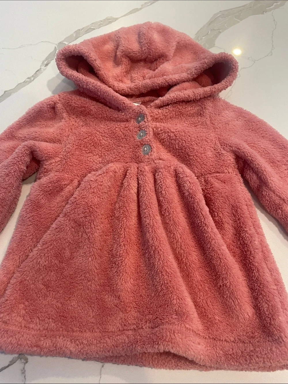 Carter's Dusty Pink Hooded Plush Top and Little Me White Floral Zip Footie